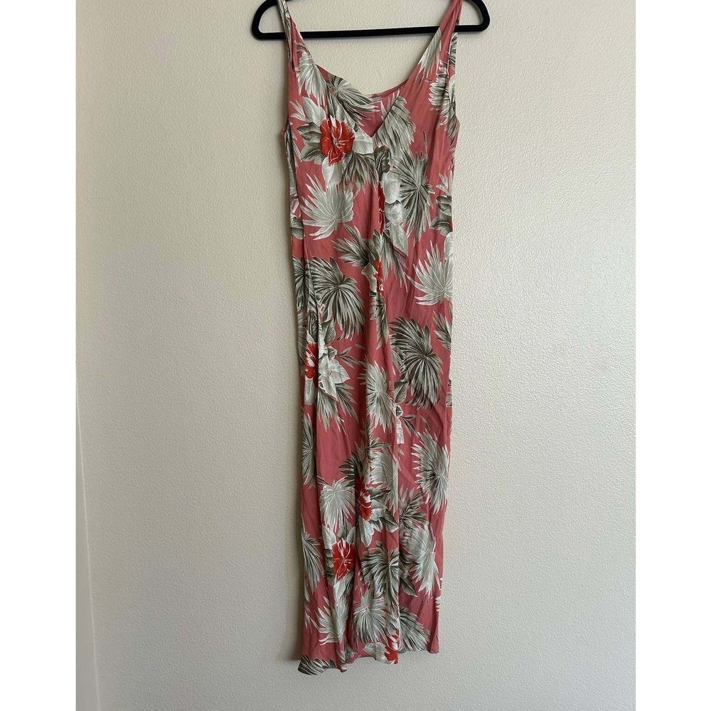 Loco Lindo Tropical Floral Maxi Slip Dress M Made USA Boho Beach Resortwear